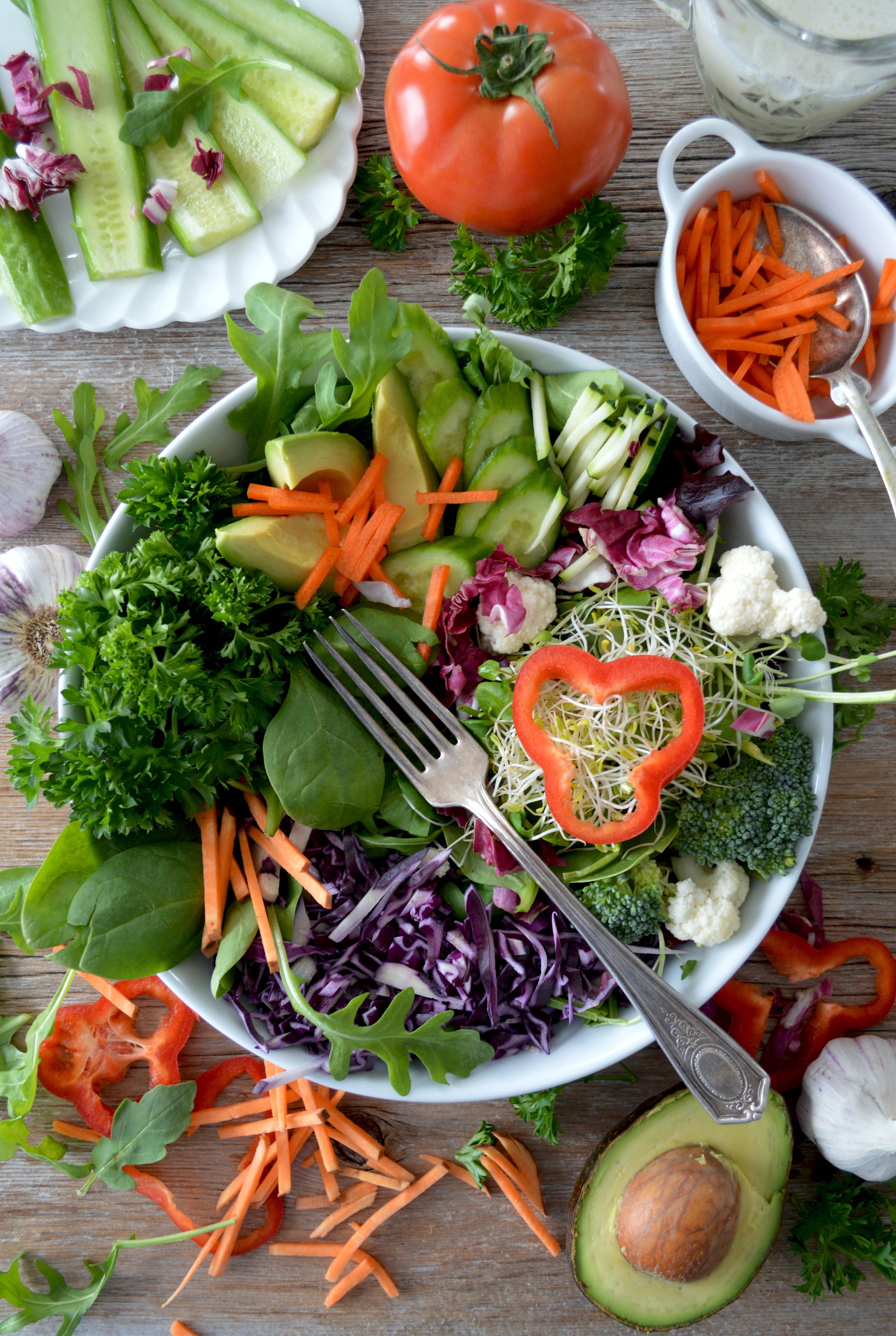 Bright and colorful vegetable salad